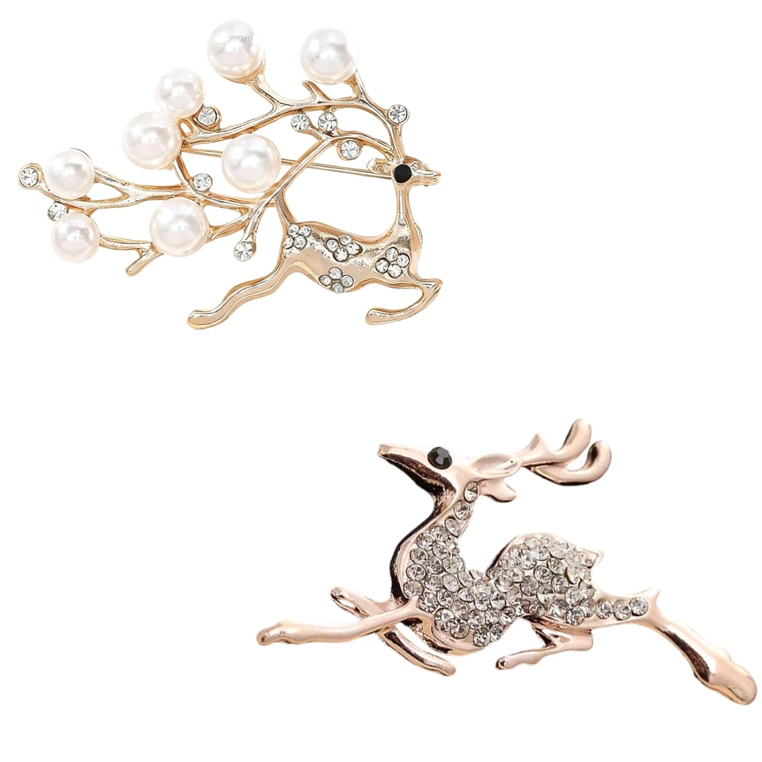 2PCS Brooch Pin For Women, Safety Pins For Women Saree, Diamond Pearl Plum Blossom Deer Brooch Brooch For Men, Fashion Accessory For Suits And Sarees, Zinc Alloy With Electroplating Finish 2PCS Brooch Pin For Women, Safety Pins For Women Saree, Diamond Pearl Plum Blossom Deer Brooch Brooch For Men, Fashion Accessory For Suits And Sarees, Zinc Alloy With Electroplating Finish