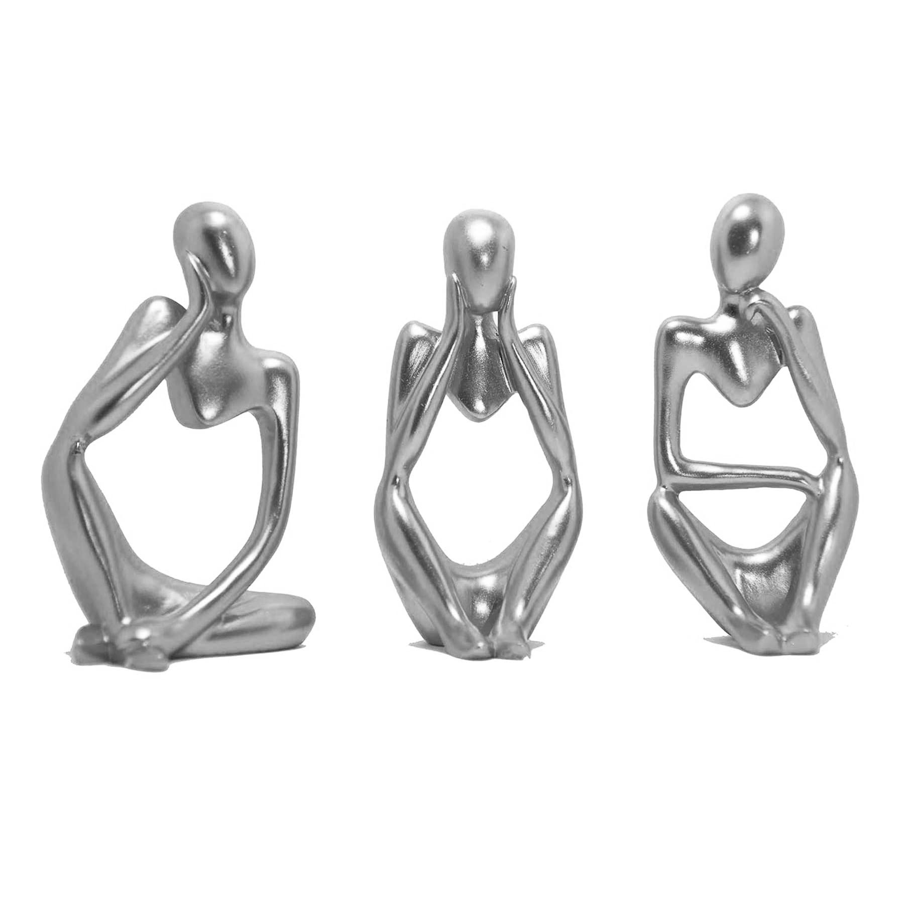 ARTLF Denkers Resina abstracta estatua ornamentos artísticos escultura y figuras, decoración moderna para salón, color negro, estatuas y esculturas únicas (plata)