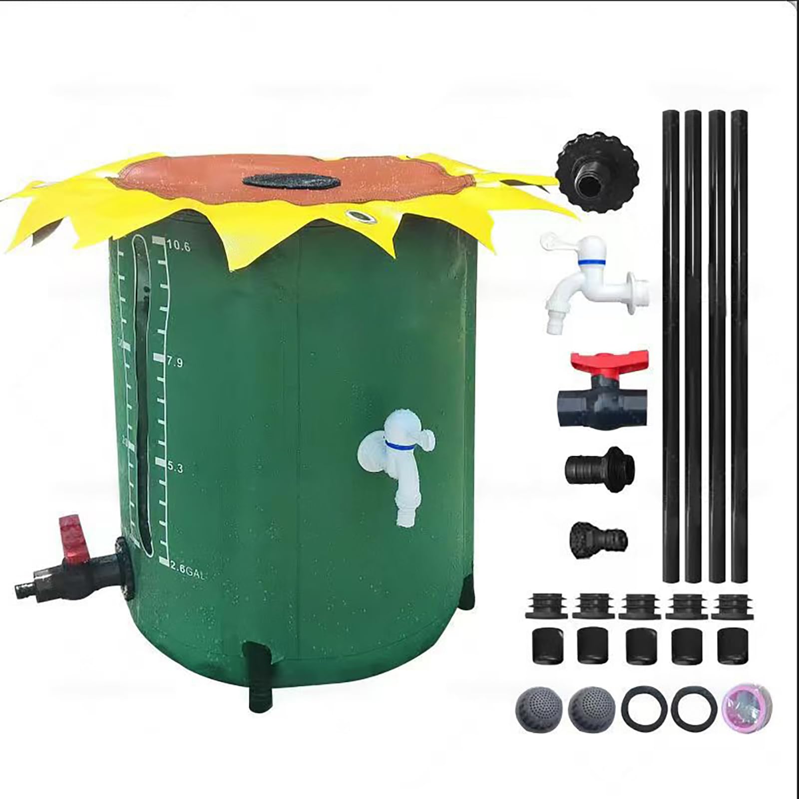 200L Collapsible Rain Barrel, Portable Water Butt, Foldable PVC Rainwater Collection Tank With Filter For Garden Irrigation, Water Saving, Plant Watering,100L