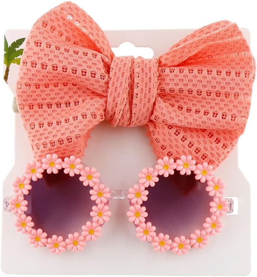 2Pcs/Set Pet Dog Headband Summer Beach Dog Sunglasses Dog Grooming Party Photography Props Cat Headband Bow Pet Hair Accessories(Pink)