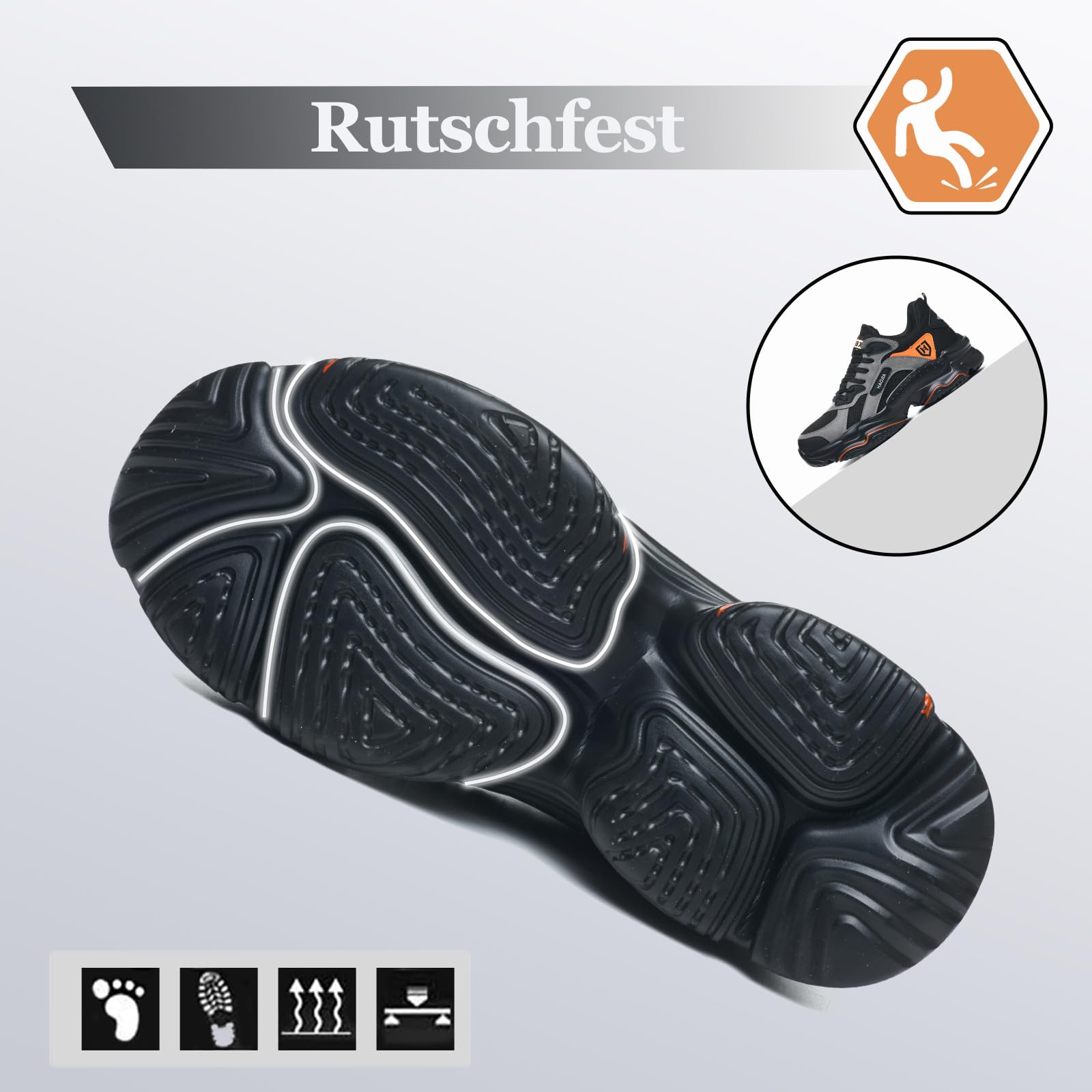 Sicherheitsschuhe Herren Sommer Leicht Arbeitsschuhe Damen Atmungsaktiv mit Stahlkappe Stahlkappeschuhe Bequem Sportlich Schutzschuhe rutschfest