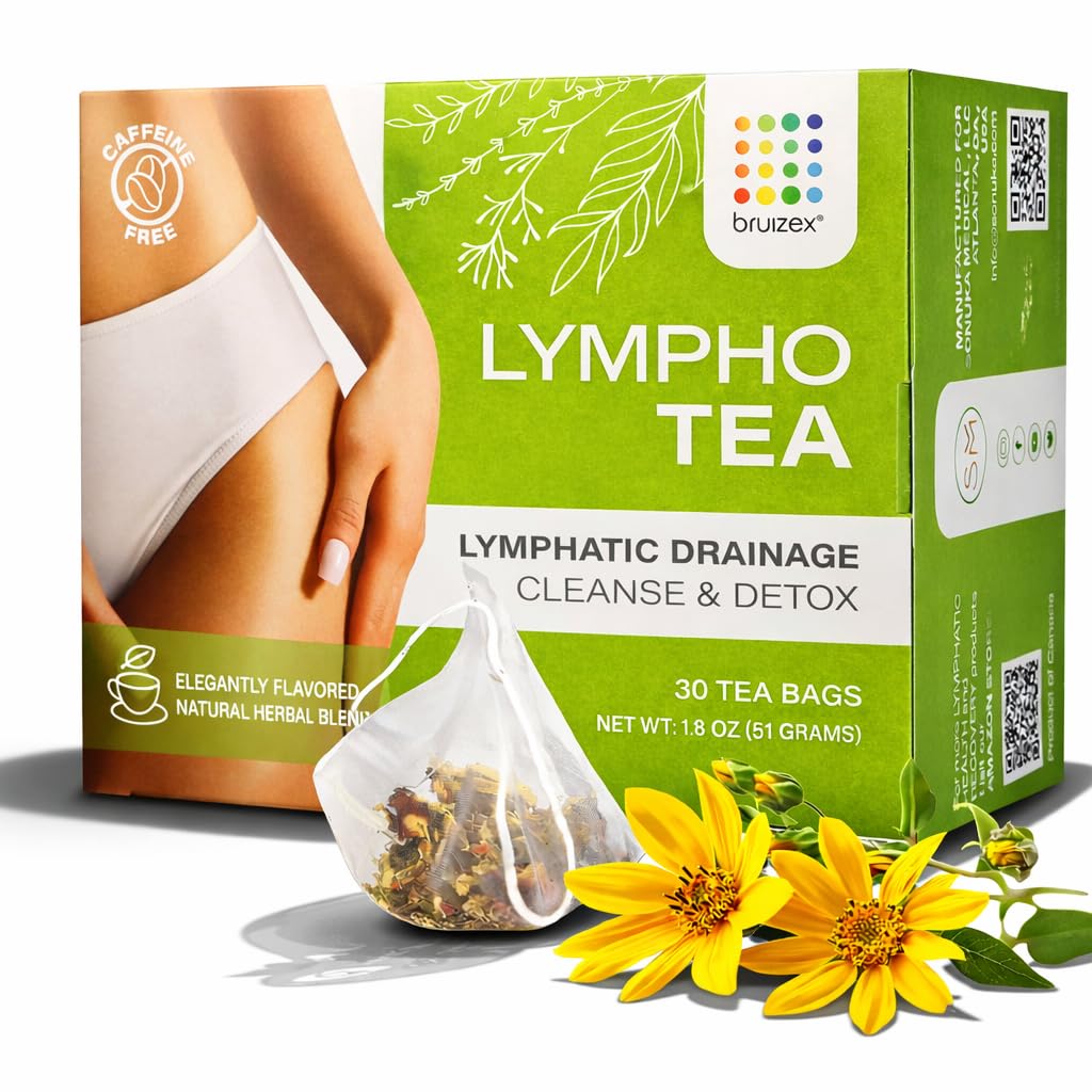 Bruizex Lymphatic Natural Herbal Tea, Lymphatic Drainage, Ginger Blend for Lymphatic System Health, Post Surgery Recovery Liposuction, BBL, Tummy Tuck, Lipedema & Lymphedema, 30-Pack