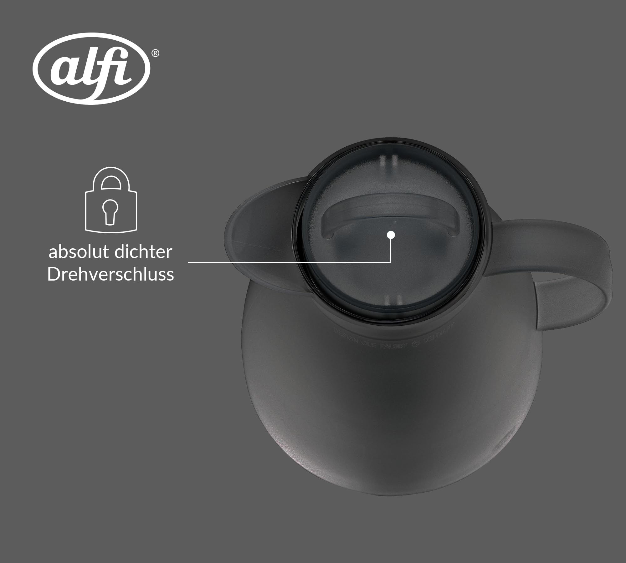 alfi DAN TEA Isolierkanne 0,94 l, 3 h heiß, mit Teesieb, smoke | Teekanne mit integriertem Filter, Thermoskanne mit absolut dichtem Drehverschluss, 6 h kalt, grau transparent
