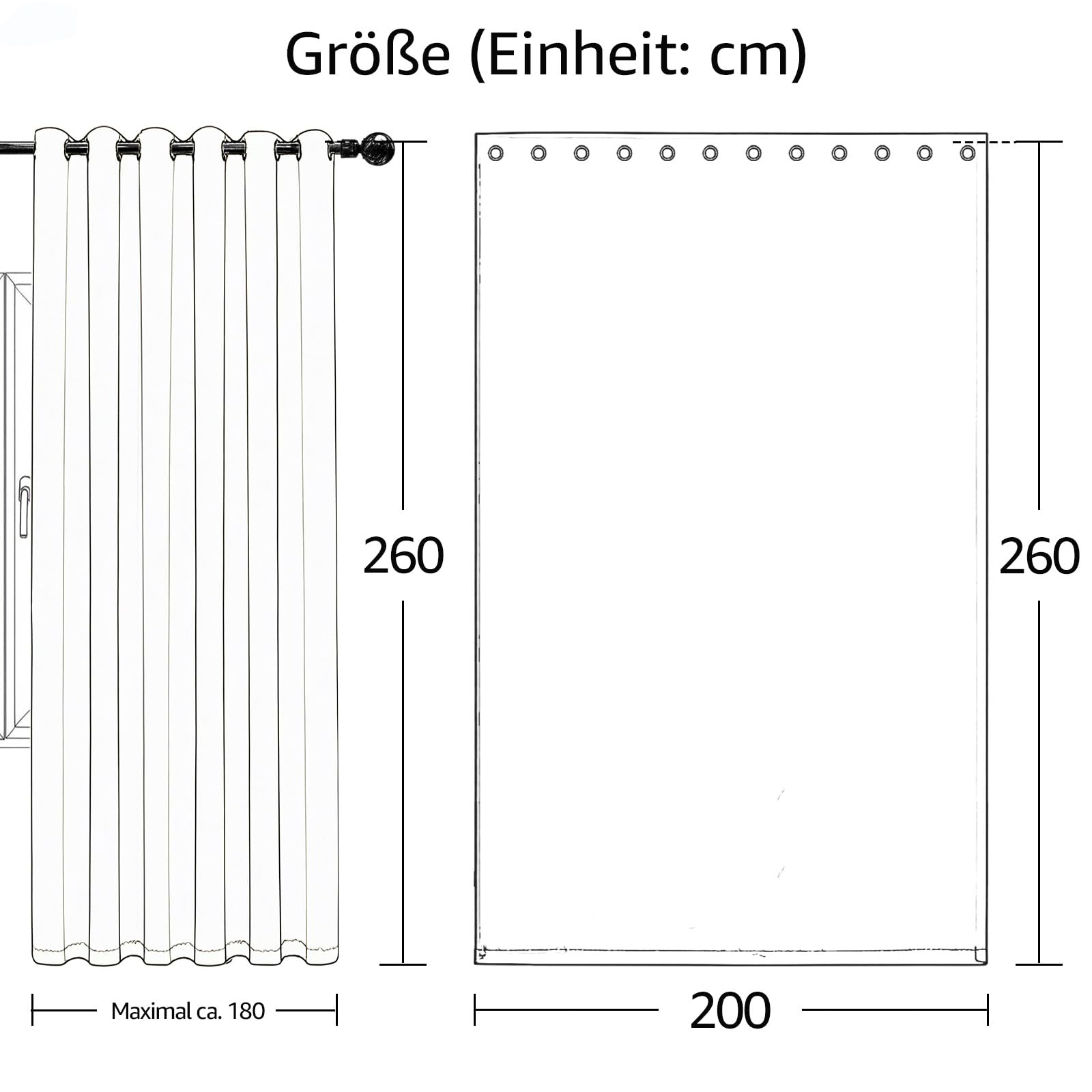 TOPICK Thermovorhang Kälteschutz doppelten Gardinen Ösen H260xB200 1 Stück | Gardinen Wohnzimmer Hellgrau Türvorhang Verdunklungsvorhänge Schlafzimmer Vorhänge mit abnehmbare Schicht Curtain living room