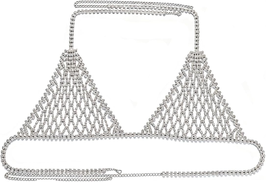 Sexy Bling Rhinstone Bra Body Chain Rhinstone Underwear Bra Harness Crystal Body Chain Jewelry Bikini Crystal Bralette Underwea for Women