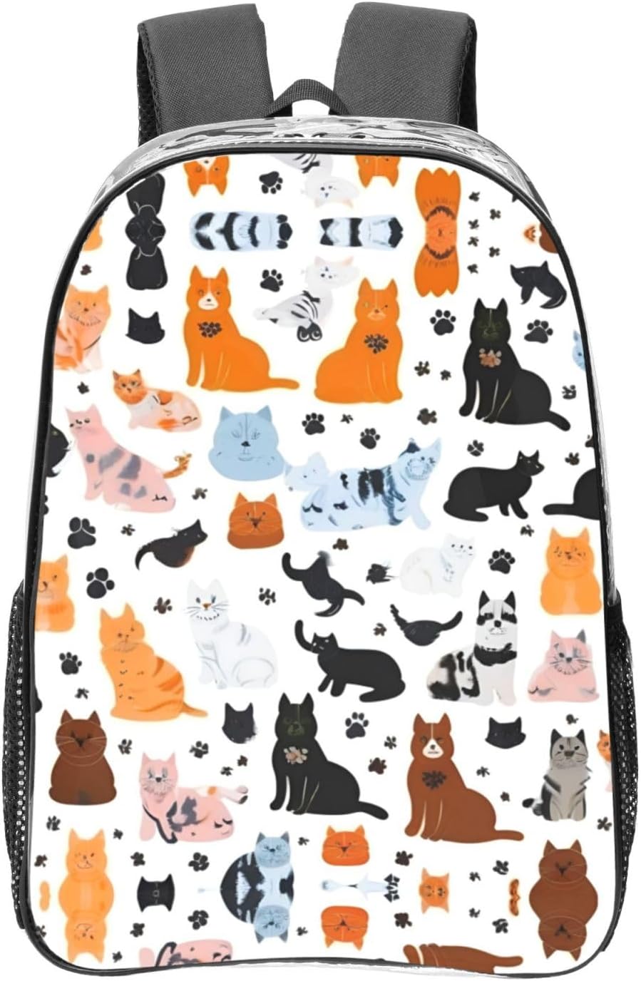 Cartoon Cat And Dog Transparent Backpack,With Pvc Plastic Material And Ruggedly Ruinforced Shoulder Straps,Clear