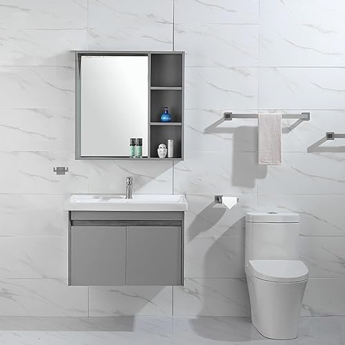 Miniatura 6 de Lava Odoro Juego de 5 accesorios de baño de níquel cepillado, juego de soportes de barra de toalla de baño de acero inoxidable montado en la pared,