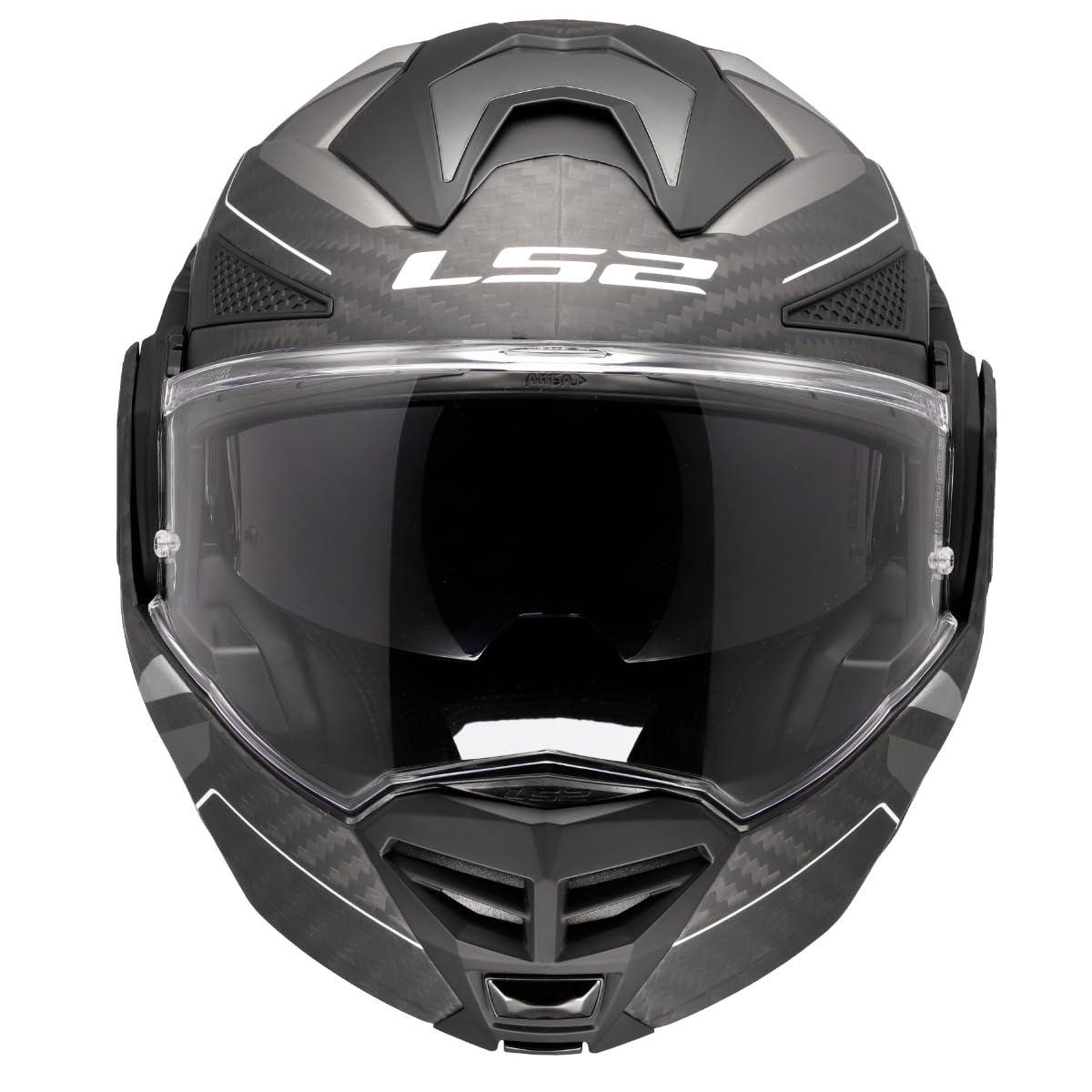 LS2, Casco Moto Modular ADVANT X CARBON HORIZON Matt Silver Grey, XXL