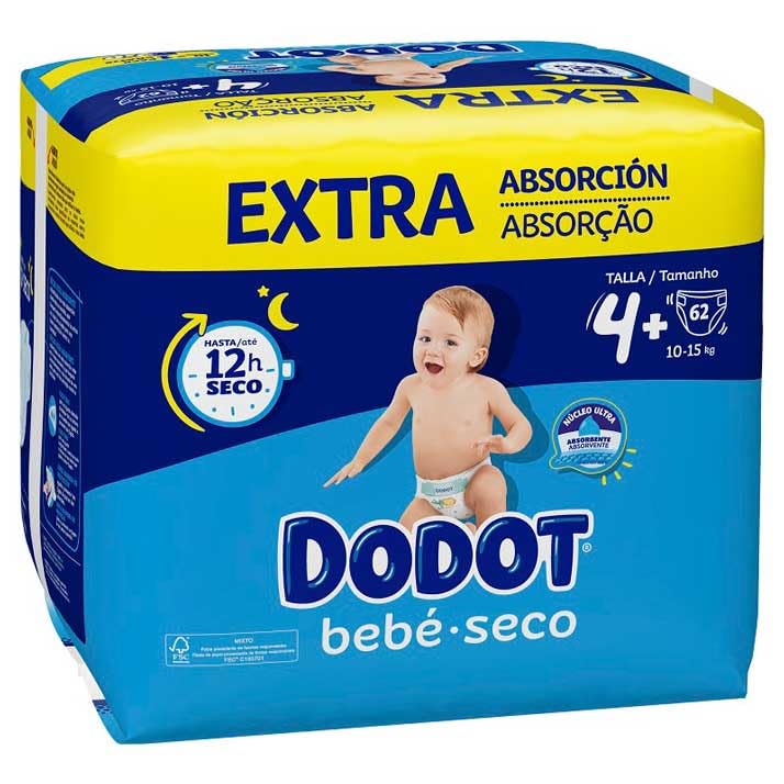 Dodot Bebé Seco Extra - Jumbo Pack Talla 4-62 uds. | Jumbo Pack