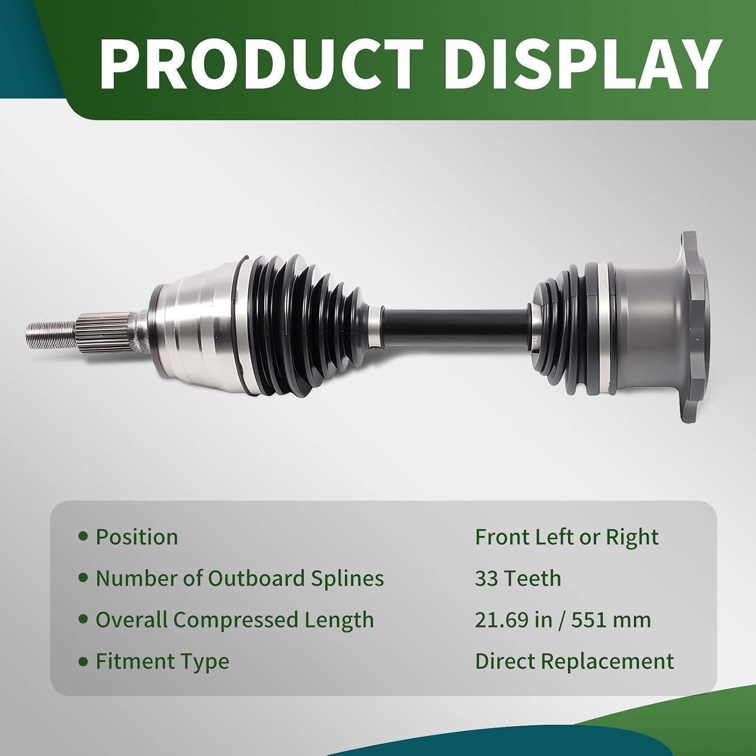 Front CV Axle Compatible with Avalanche Silverado Sierra 1999-2010 | Replace NCV3898 66-1325 CV Axle Shaft Assembly Front Left or Right