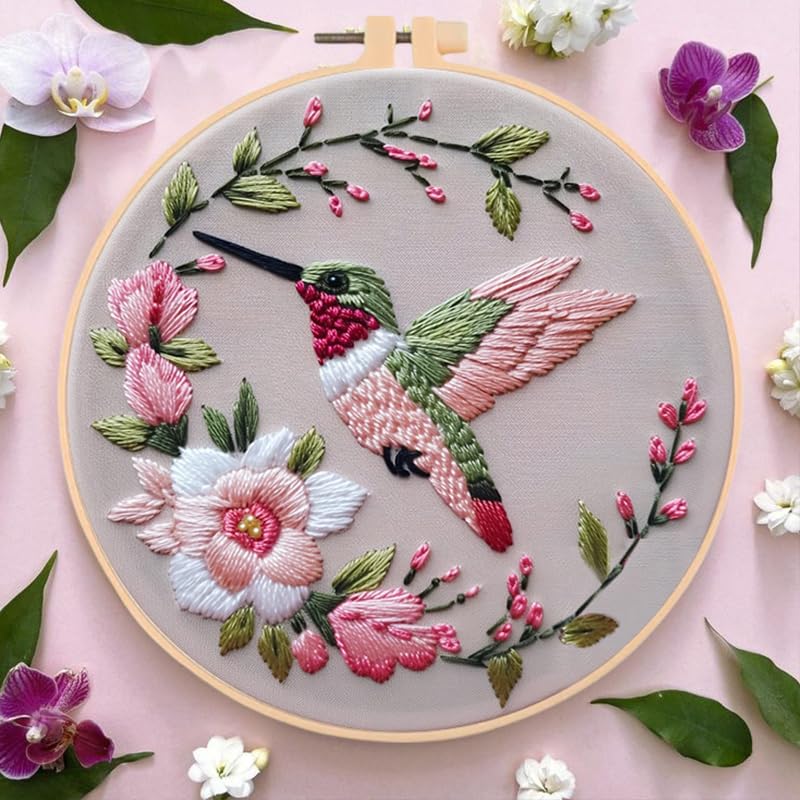 Huacan Embroidery Kits for Beginners DIY Embroidery Starter Kit with Instruction (Flower), color - Image 2