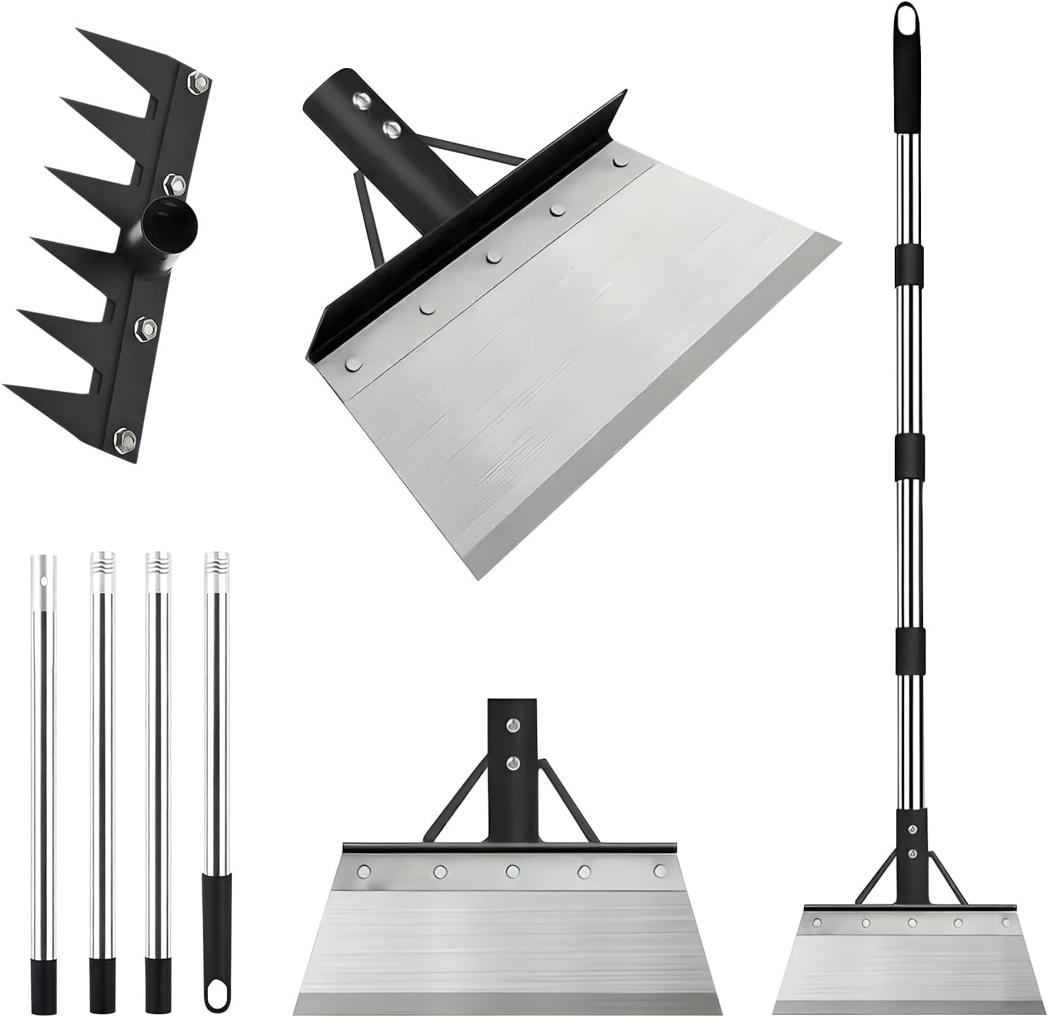 Wide Steel Garden Spade with Reinforced Rivets Ergonomic Design for Hard Soil and Root Cutting Multifunctional Garden Shovel Adjustable Handle