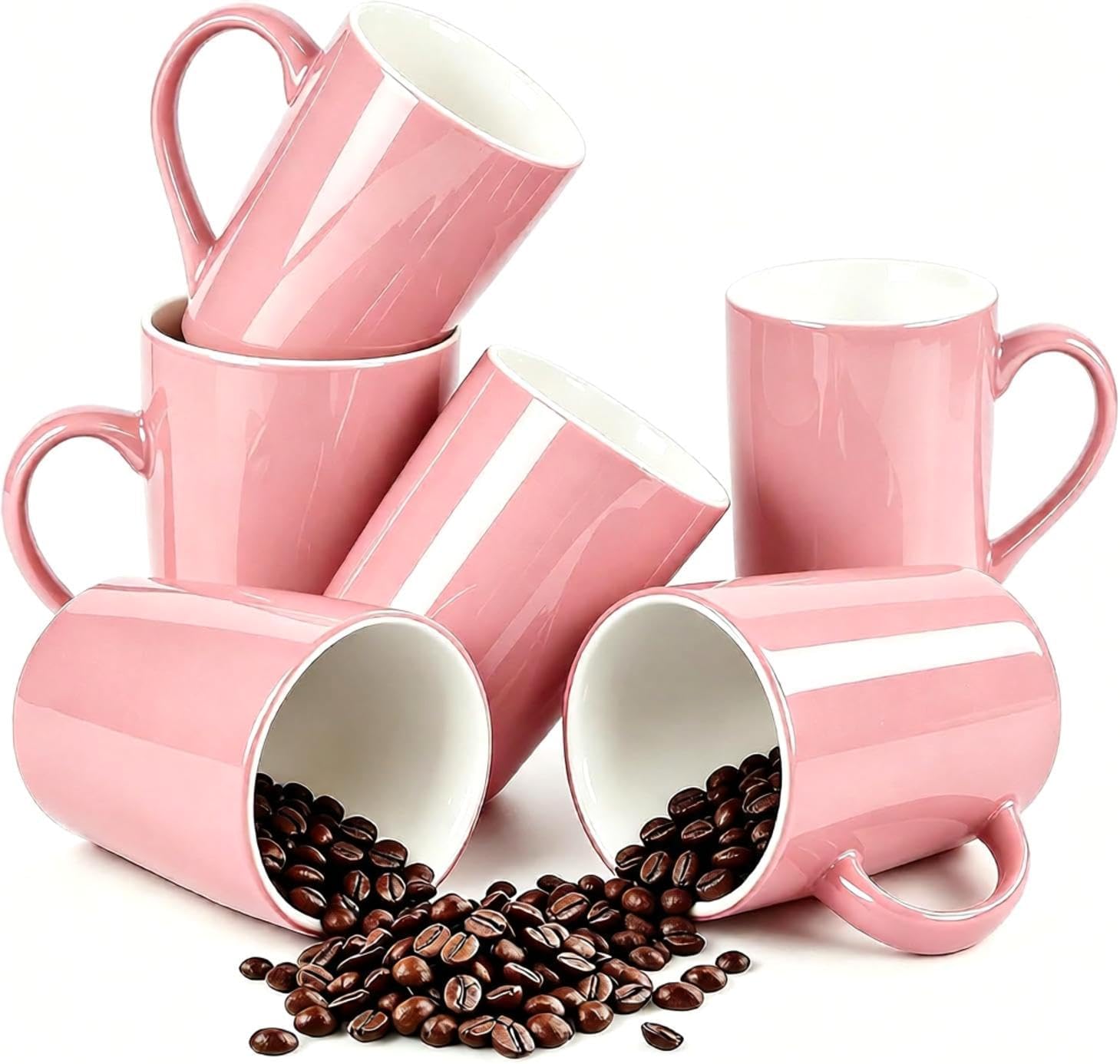 Coffee Mug Set of 6,12 oz Ceramic Coffee Cups,Red