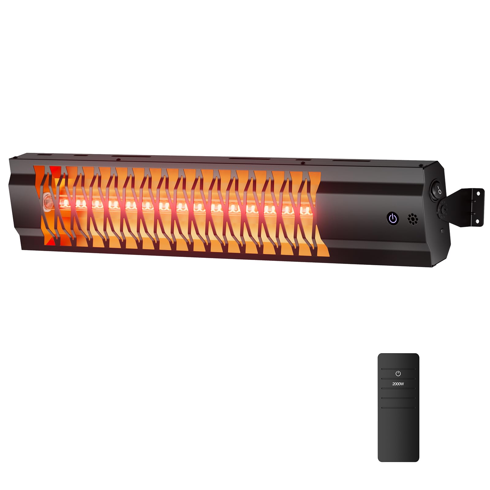 Infrarot Heizstrahler Terrasse 2000W, Elektrischer Wandheizer IP65 Wasserdicht, Heizstrahler Outdoor mit Fernbedienung, Terrassenstrahler für Garten, Pavillon, Balkon