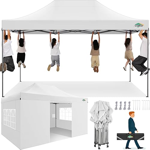 Miniatura 35 de COBIZI Tienda de campaña emergente portátil de 10 x 10 pies con 4 paredes laterales, toldo comercial resistente UPF 50+, toldo impermeable para todo
