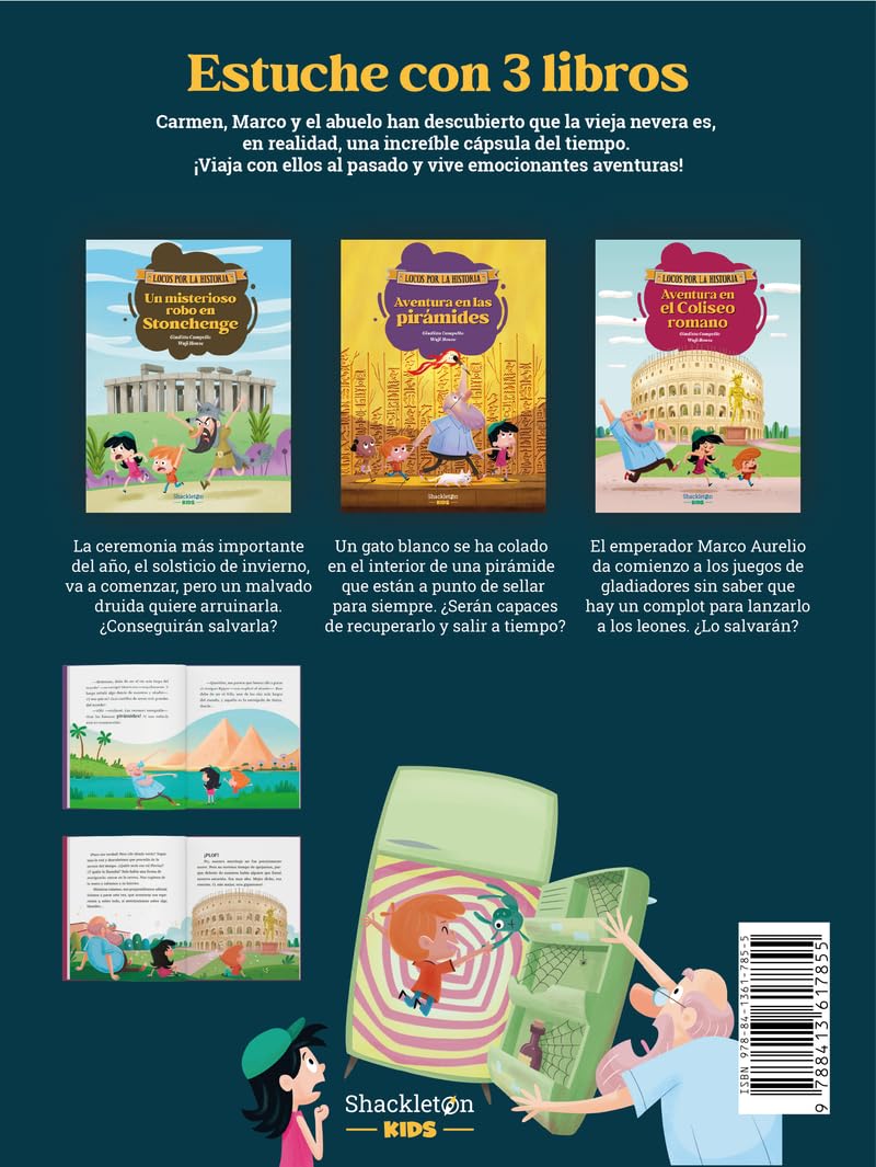 Las aventuras de Locos por la historia. Pack de 3 libros para niños de 5 a 9 años: Viaja a la Prehistoria, el Antiguo Egipto y la Antigua Roma y vive grandes aventuras