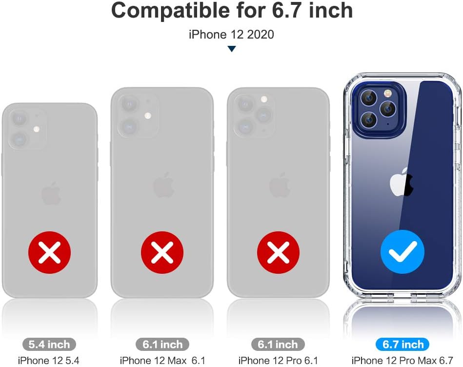 FLOVEME Compatible for iPhone 12 Pro Max Case, Clear Case Compatible for iPhone 12 Pro Max 6.7, Shock-Absorbing Scratch-Resistant Military Grade Protection, Soft TPU Edge+Hard PC Back