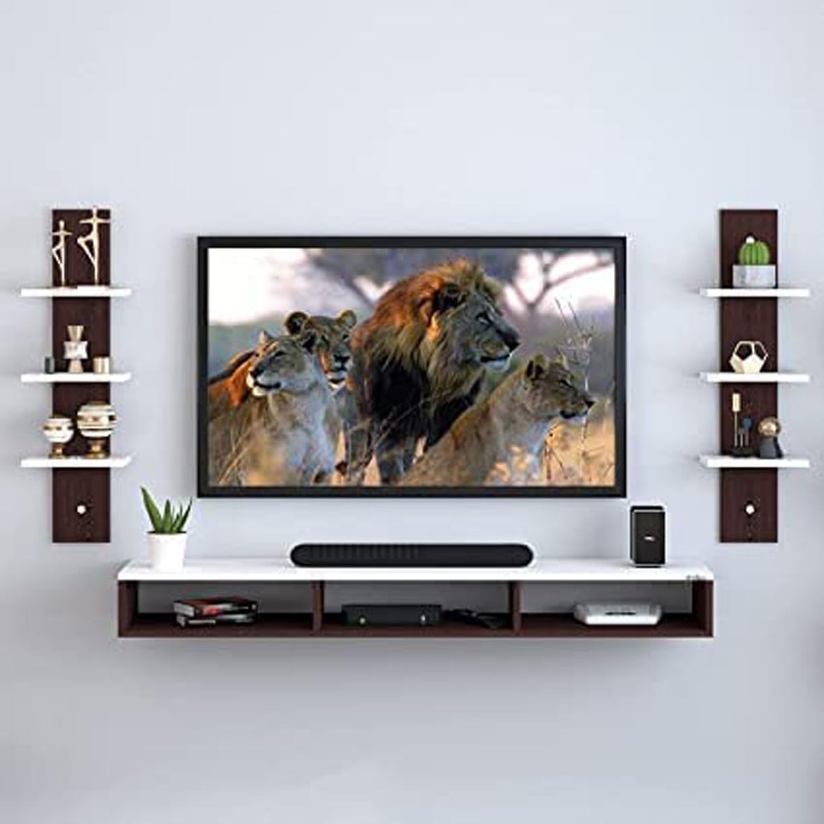 ANYBAR Work Wall Mount Tv Entertainment Unit/with Set Top Box Stand and Wall Shelf,Living Room 32 INCH TV Engineered Wood (32 INCH TV) (Brown-White) (B0CWLPJ5L2) Amazon Price History, Amazon Price Tracker