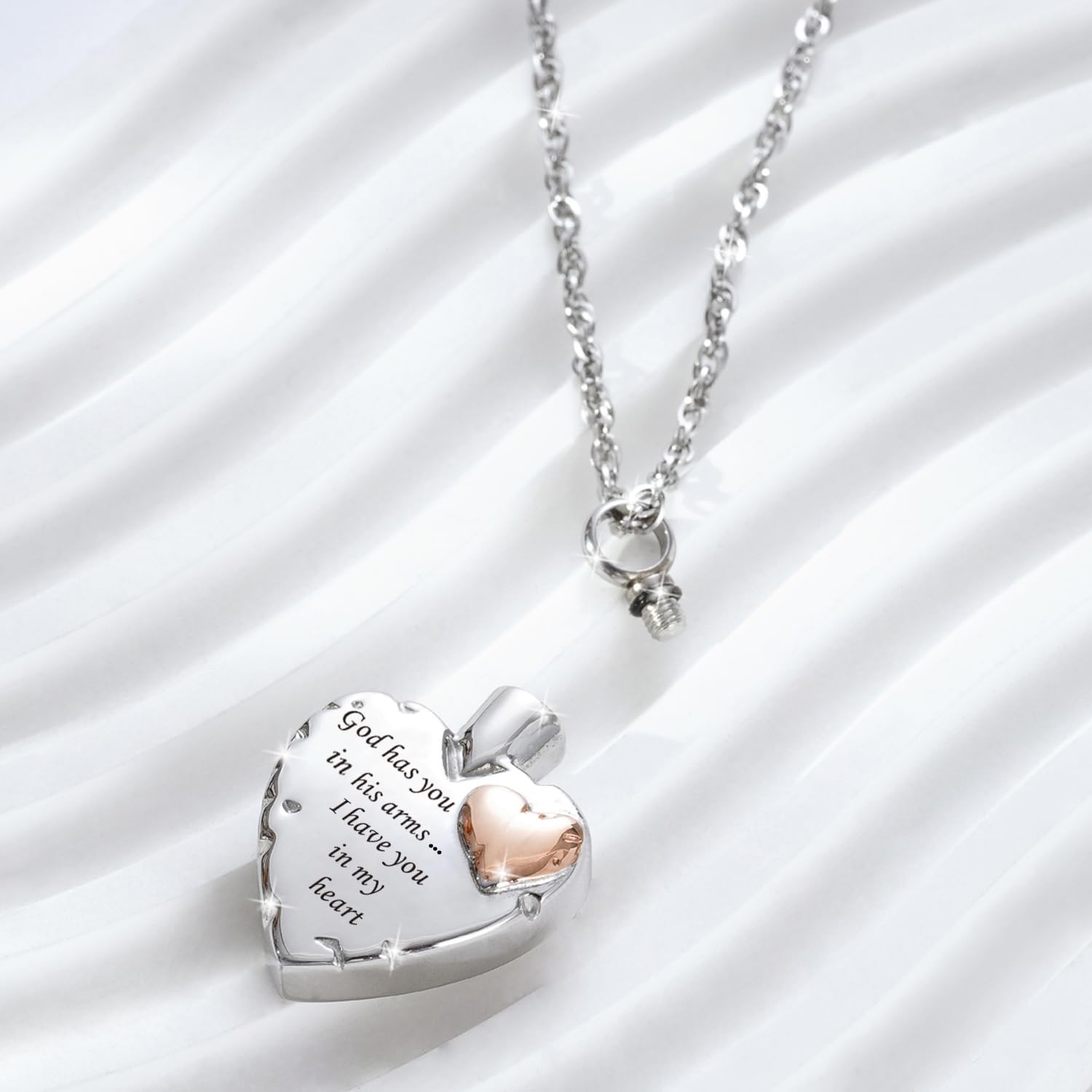 Heart Urn Necklace Ashes Cremation Jewelry for Women Men Keepsake Pendant Memorial Ash Locket Holder - Image 2
