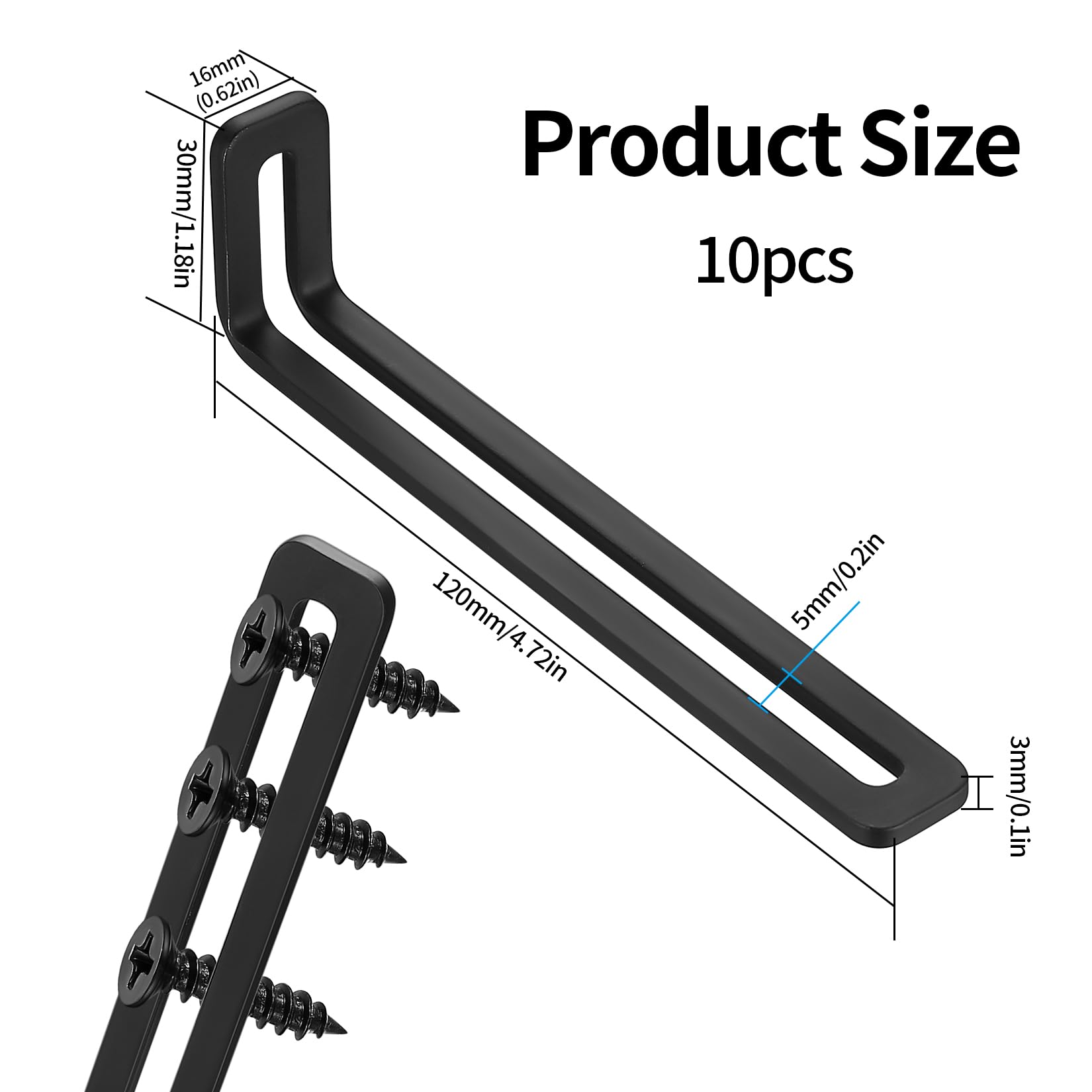 10 Pcs Corner Brackets for Wood Black Metal L Shaped - Image 2