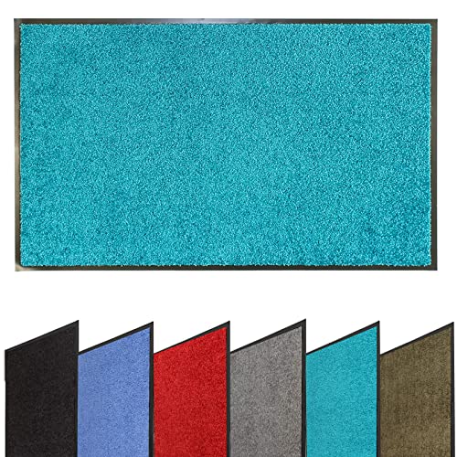 Dirt Trapper Door Mat Indoor & Outdoor, Non Slip Heavy Duty Doormat, Washable Front Door Mat, Super Absorbent Floor Mat, Rubber Backed Barrier Mat Rug for Home, Kitchen & Office (Turquoise, 40 X 60)
