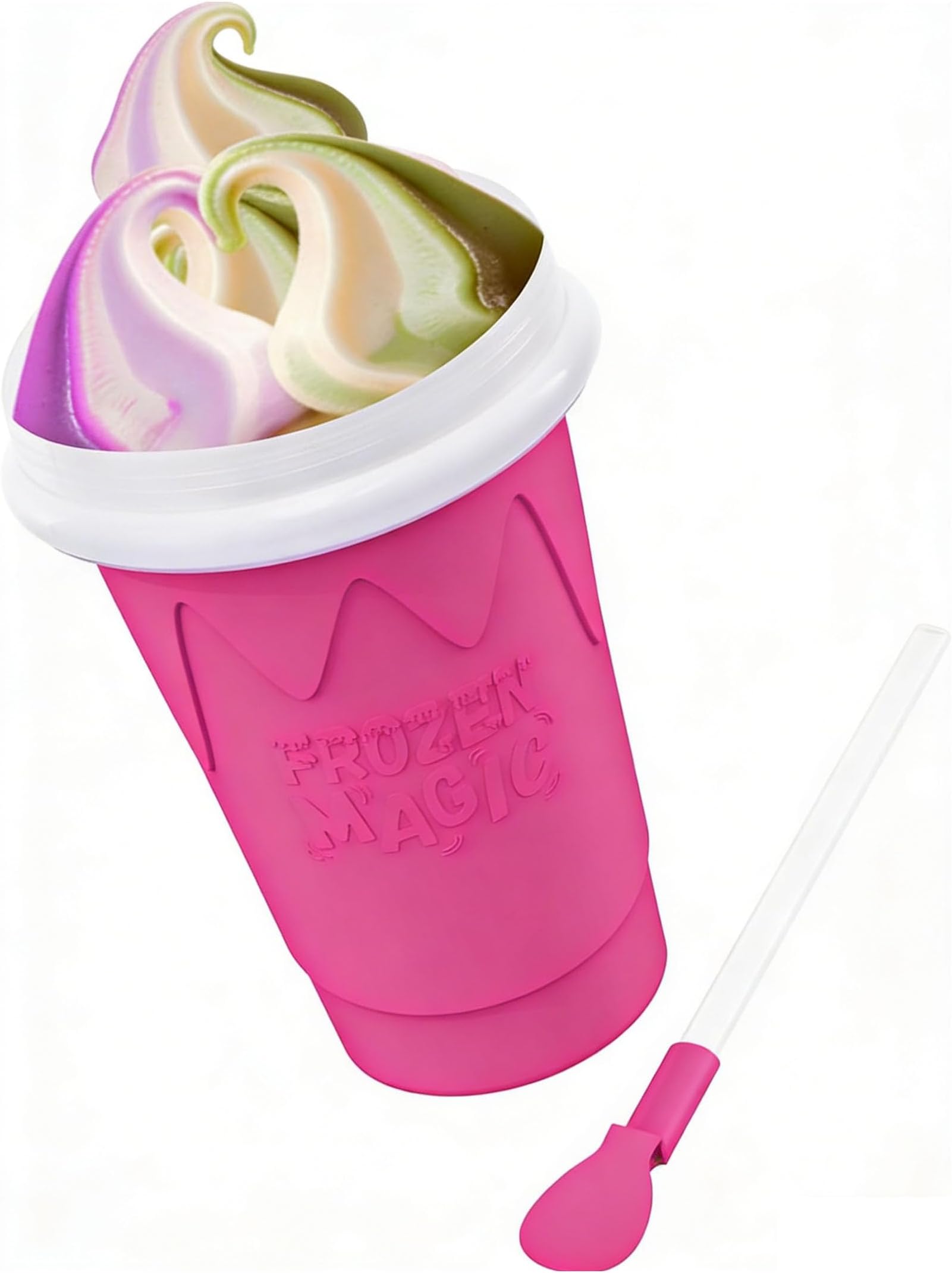 500ML Slushie Maker Cups, Double Layer Quick-Frozen Squeeze Cooling, Homemade Smoothie & Milk Shake Ice Cream Maker Cups, Birthday Gifts for Kids, Friends & Family