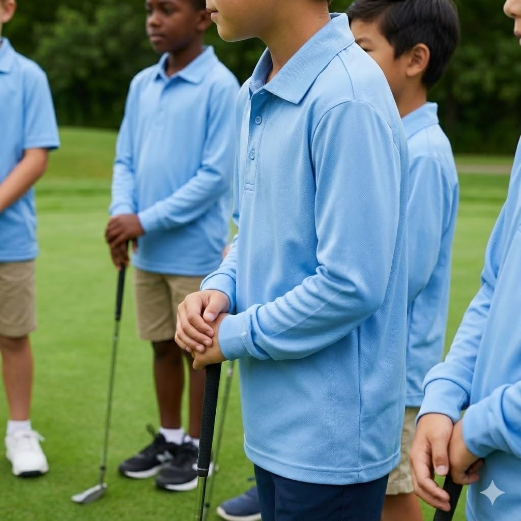 ClassExceed Boys Performance Dry Fit Long Sleeve Polo for School Uniform, Moisture Wicking,Toddler 2T–3T Youth YXXS–YXL