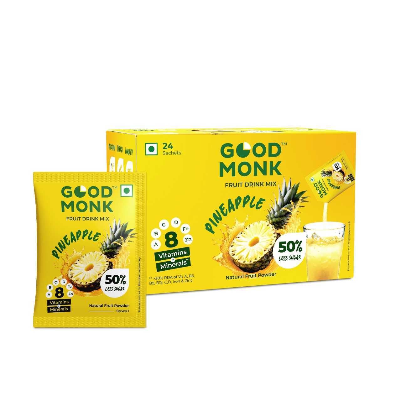 See full amazon price history chart for Good Monk Fruit Drink Mix (Natural Pineapple Powder), 50% Less Sugar with 8 Vitamins & Minerals (Vitamin B12, C, D, Iron & more) | Tasty & Healthy Drink Mix for Hydration, Energy, Immunity, 24 Sachets Good Monk Fruit Drink Mix (Natural Pineapple Powder), 50% Less Sugar with 8 Vitamins & Minerals (Vitamin B12, C, D, Iron & more) | Tasty & Healthy Drink Mix for Hydration, Energy, Immunity, 24 Sachets (B0D1XX8BJL) Amazon Price History, Amazon Price Tracker