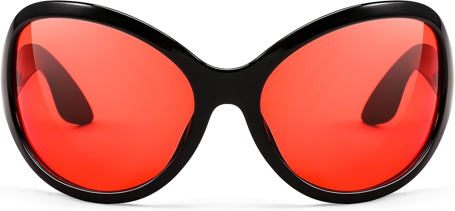 FEISEDY Oversized Trendy Sunglasses Classic Oval Wrap Around Stylish Big Frame Shade Women Glasses B2391