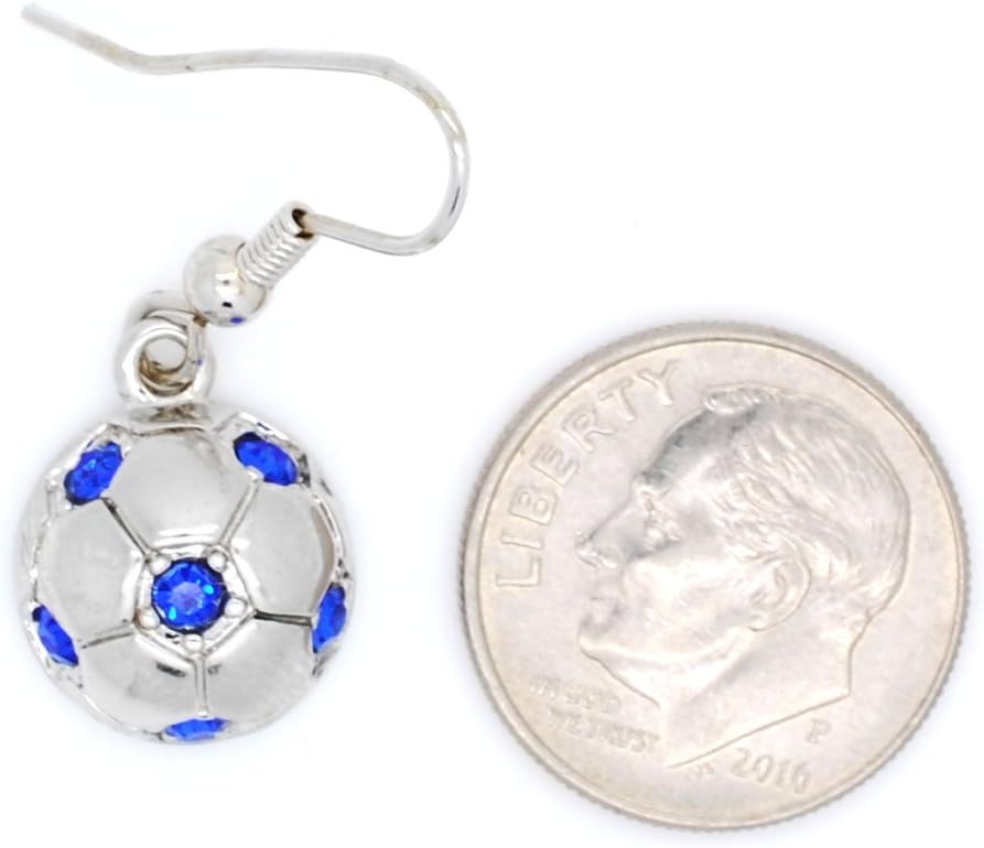 Violet Victoria & Fan Star Soccer Ball Dangle Earrings, Half Ball Style