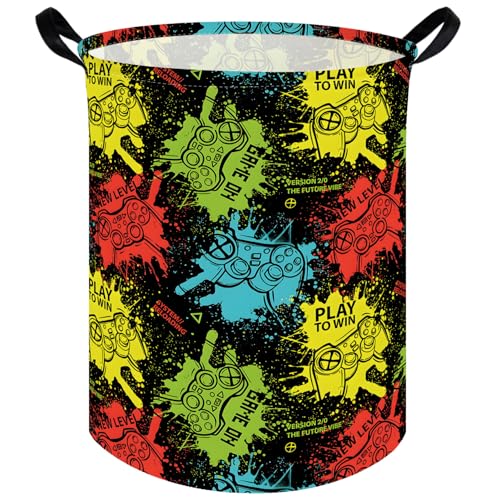 Image of Game hamper,Waterproof foldable Kids laundry basket,Nursery Hamper,Games Room decor,Toy organizer,clothes basket(Game)