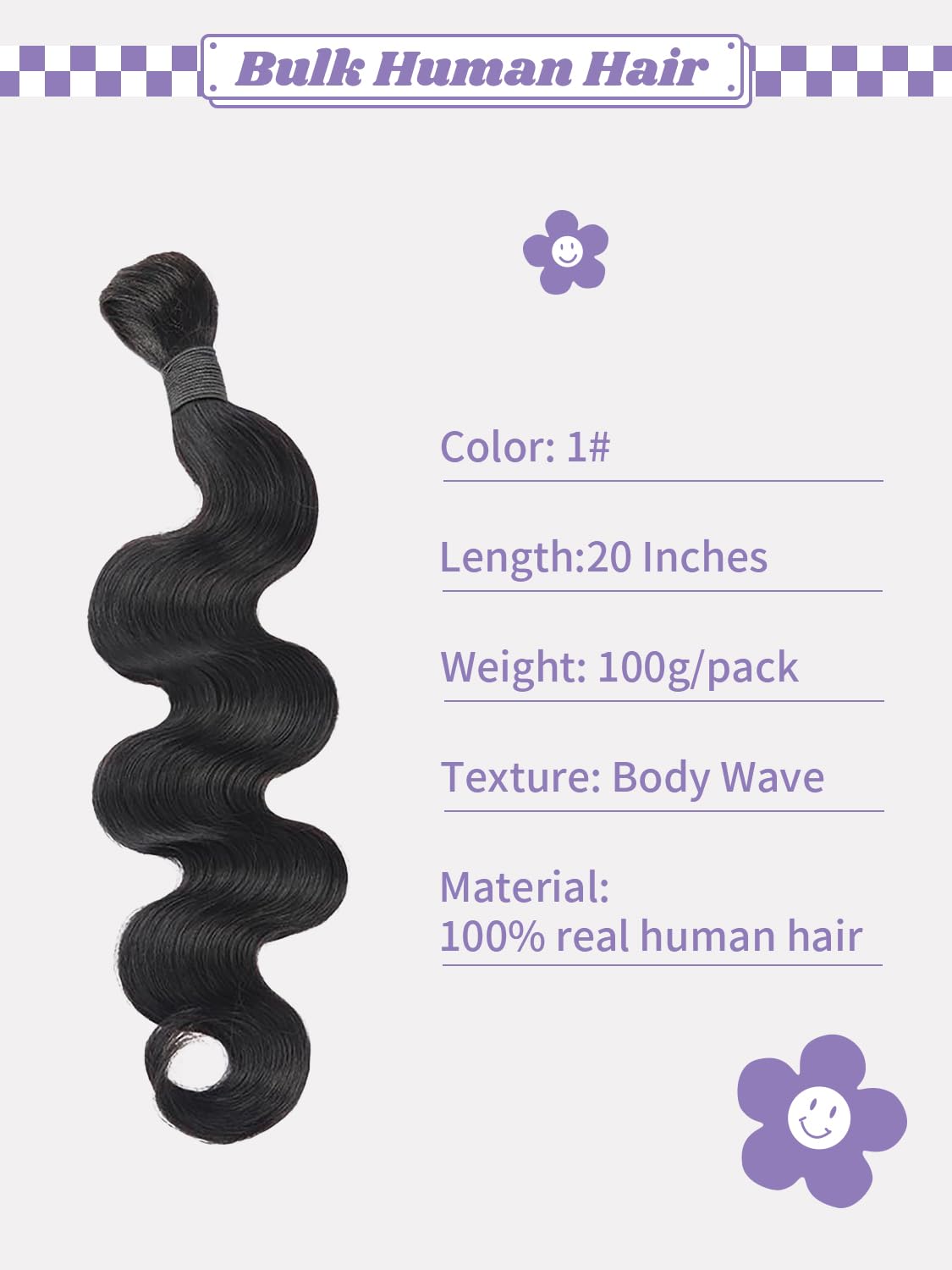 Body Wave Cabello Humano a Granel para Trenzar 20 Pulgadas No Weft Knotless Boho Braid Hair Extensiones de Cabello Humano Ondulado 100 Gramos