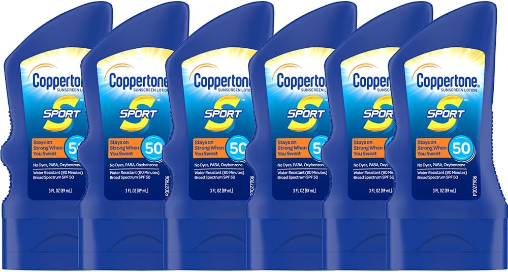 CoppertoneSport Sunscreen Lotion, Broad Spectrum SPF 50 Sunscreen Multi Pack, 3 Fl Oz (Pack of 6)