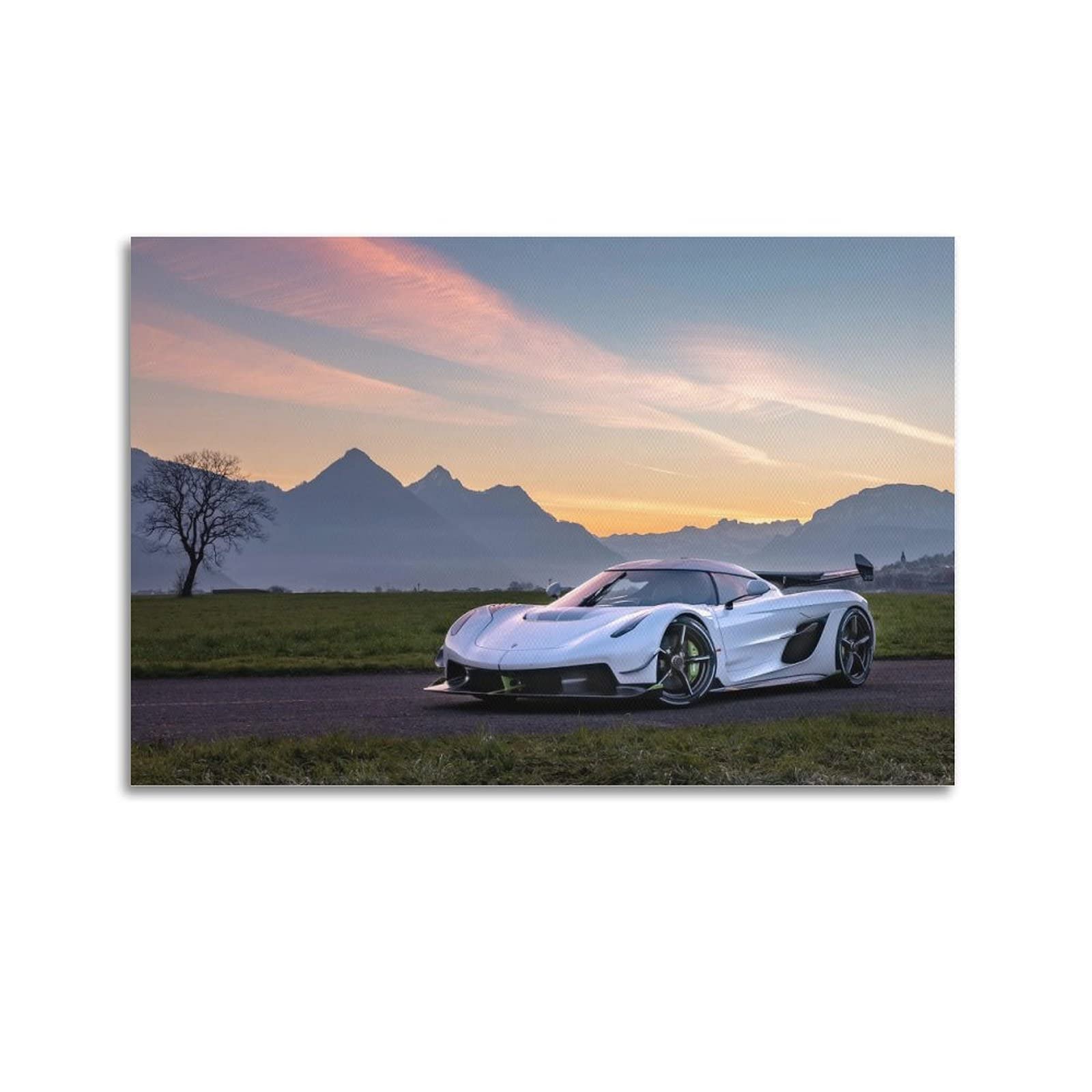Junna Unframe-Style Hyper Car Poster For Koenigsegg Jesko Super Car Sport Car Decorative Painting Canvas Wall And Art Picture Family Bedroom Decor 24X36inch(60X90cm)