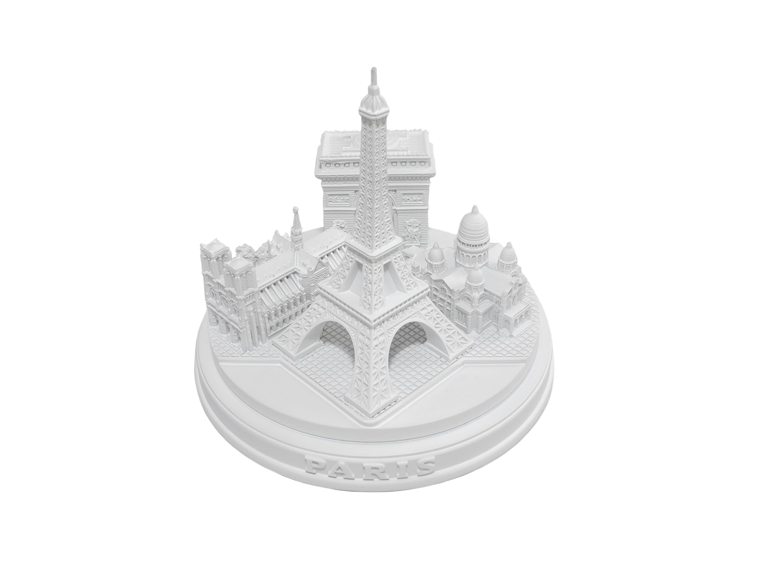 Réplique ronde 3D Paris City Skyline blanc mat 14 cm cadeau souvenir idéal