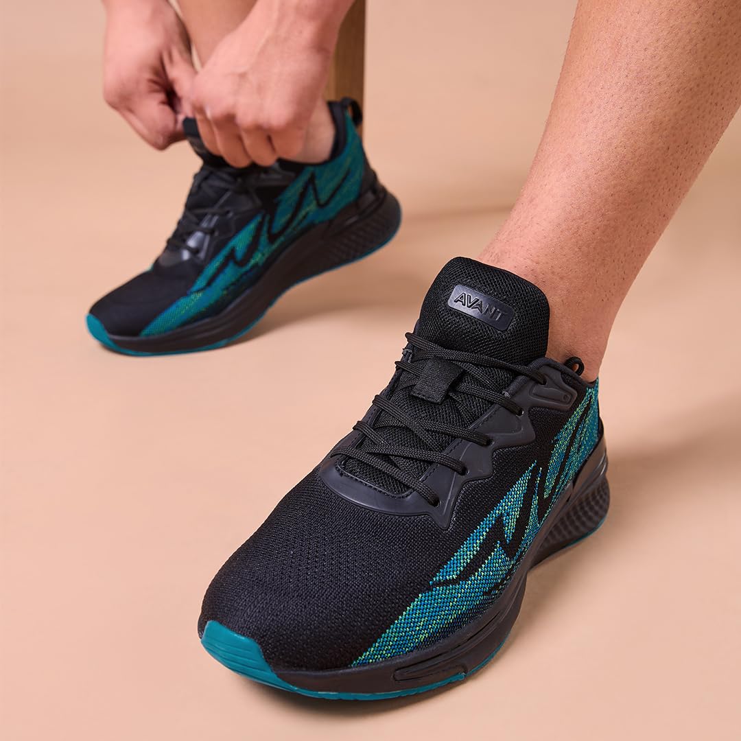 AVANT Men's Spectrum Running and Training Shoes-Superior Traction,Anti Skid, Lightweight, Multi Directional Flexibility, Enhanced Cushioning, Sports Footwear (AVMSH138CL01UK10_Black/Blue) 3