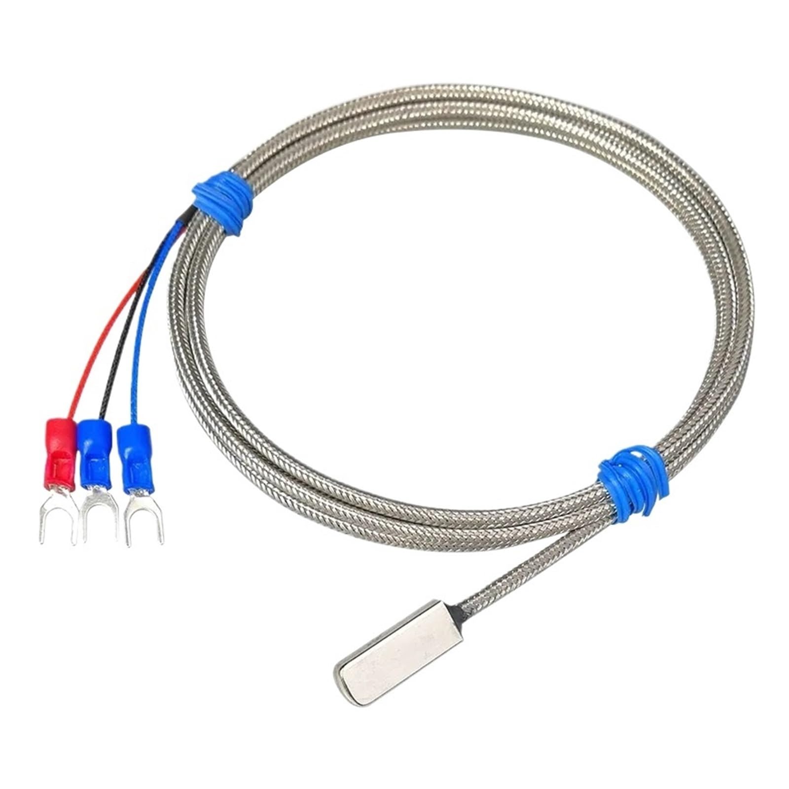 Sensor de Temperatura de Parche de medición de Superficie Pegado de Acero Inoxidable PT100K | Cable blindado de 1-20 m Resistencia térmica de 3 hilos(PT100 Type Cable 13m)