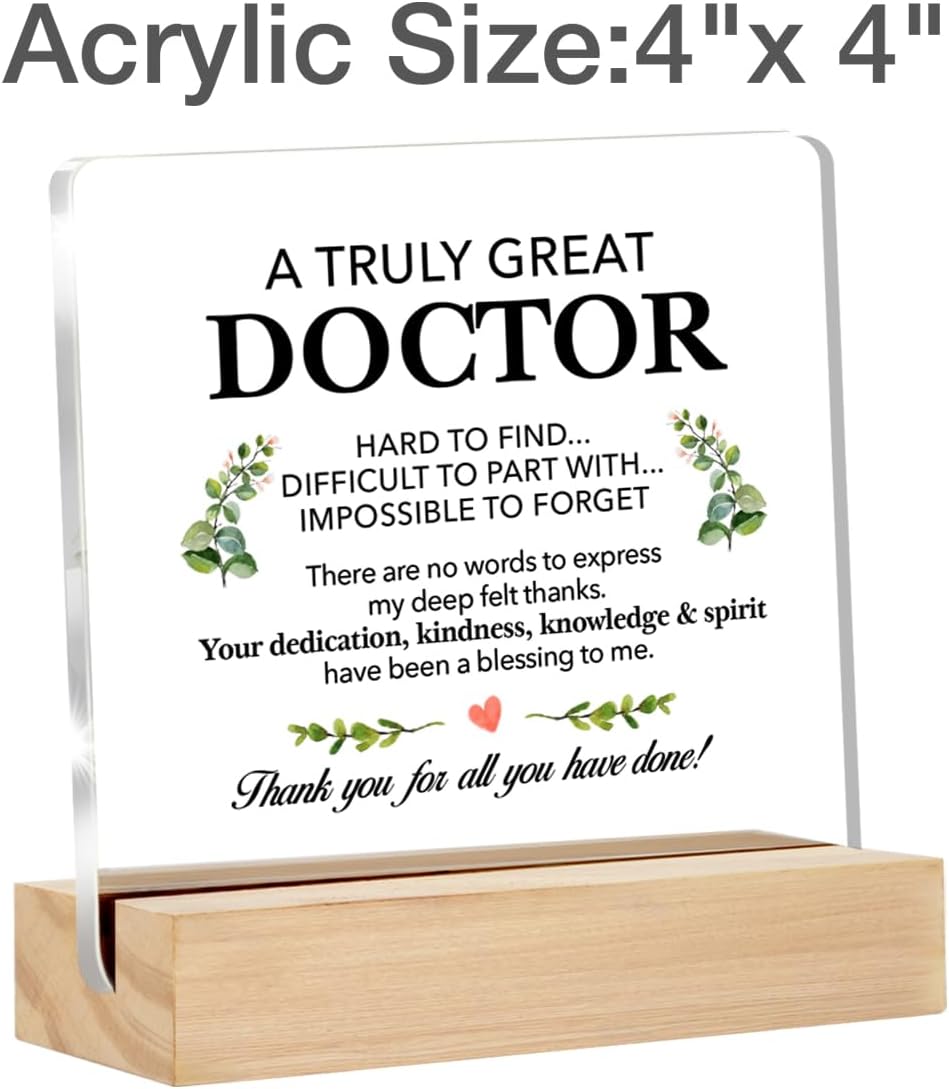 Thank You Doctor Gifts a Truly Great Doctor Clear Desk Decorative Sign Doctors Appreciation Gift for Birthday Retirement Acrylic Sign with Stand Table Plaque Sign Keepsake