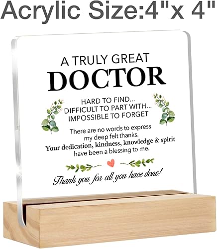 Miniatura 2 de Letrero decorativo de escritorio transparente con texto en inglés "Thank You Doctor Gifts a Truly Great Doctor", regalo de agradecimiento para