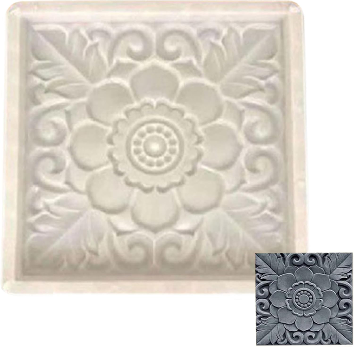 Concrete Molds, Plastic Stepping Stone Molds Floral Pattern Brick Cement for Garden Walkway, DIY Walkway Stepping Stones, Paving Garden Paths Concrete and Forms