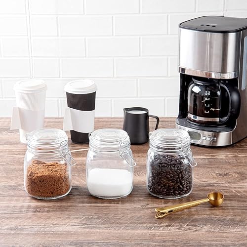 Miniatura 3 de Restaurantware Vetri - Tarros de vidrio de 30.4 onzas, 3 piezas, lavables en platos, para galletas, sellado hermético, para el calor y el frío,
