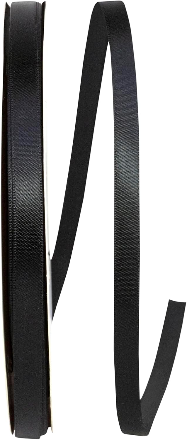 Reliant Ribbon 4950-031-15C Double Face Satin Ribbon, 3/8 Inch X 100 Yards, Black