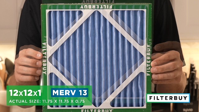 Image of Filterbuy 12x12x1 Air Filter MERV 13 Smoke & Allergy Defense (4-Pack) | Electrostatic Pleated HVAC AC Furnace Filters Replacement, Made in USA (Actual Size: 11.75 x 11.75 x 0.75)