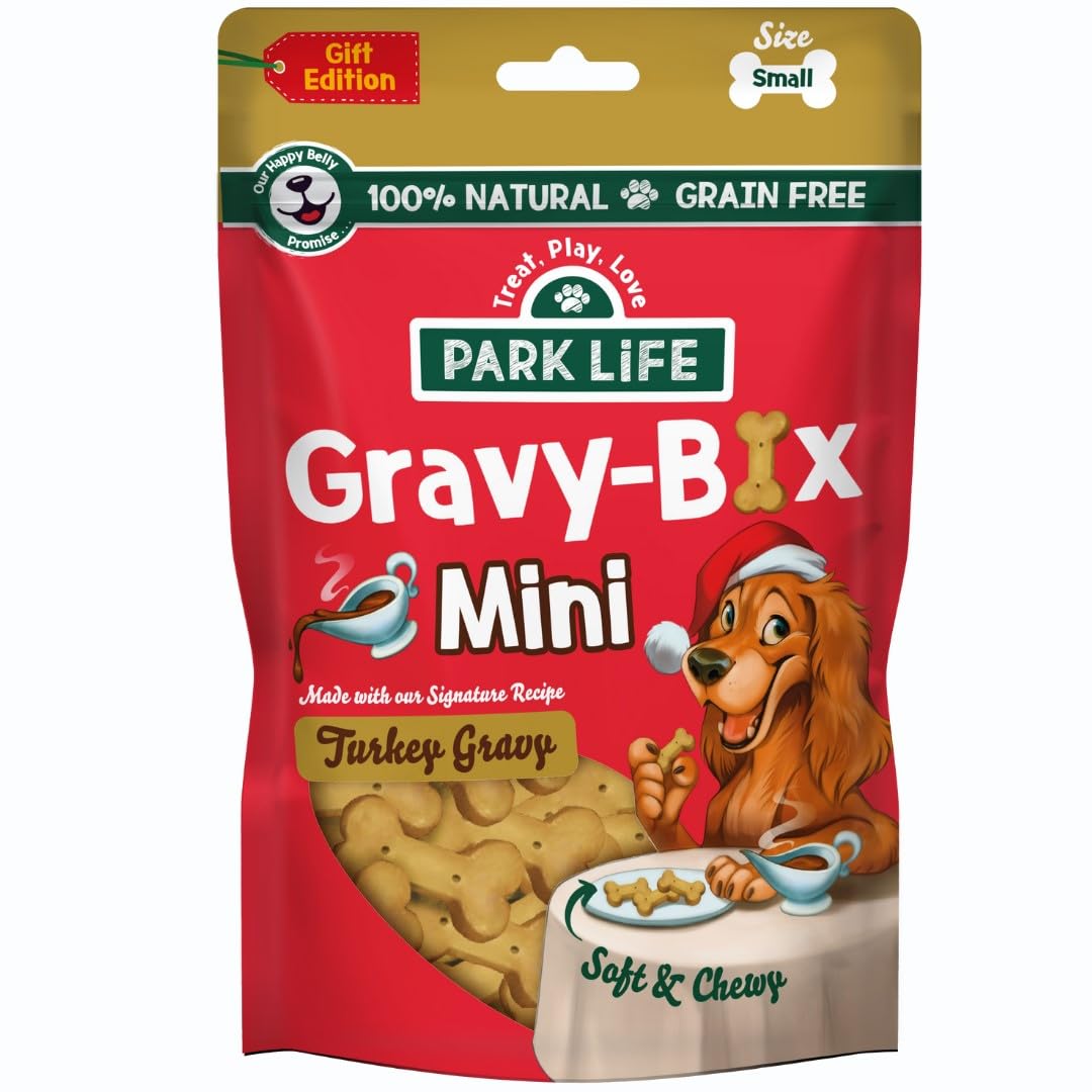 PARK LiFE - Gravy Bix MINI Small Breed Turkey Dog Biscuits Nutritious Snack Dog Treat, Training Food, Great for Puppies, 8 x 100g Convenient Pouches