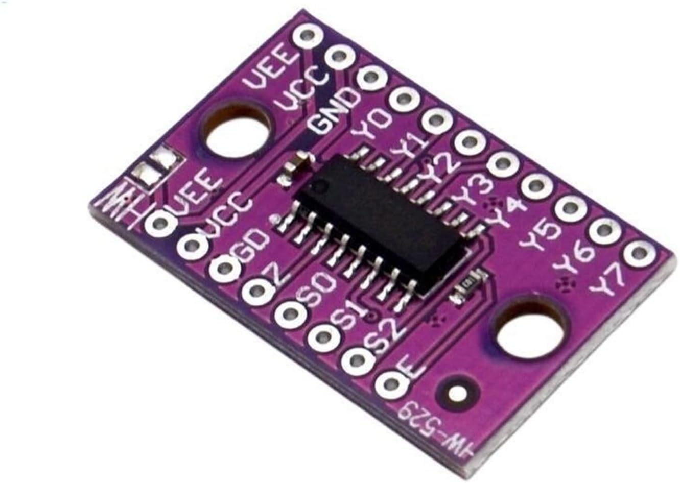 Close-up view of the 74HC4051 module showing pin labels