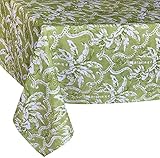 Newbridge Rafiki Lime Green Tropical Palm Tree Print Indoor/Outdoor Fabric Tablecloth - Monkey...