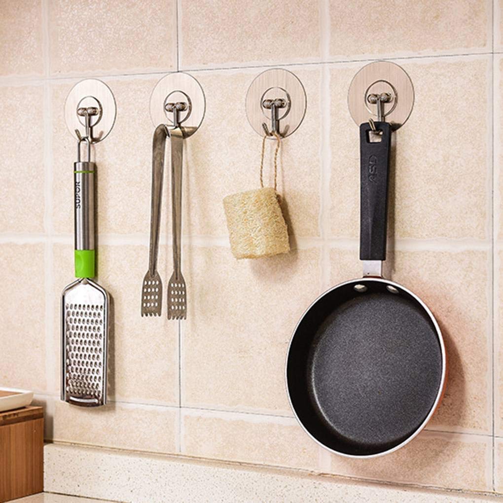 pvc multi-functional self adhesive no drilling wall sticking adhesive hanger round sticker strong stainless steel wall kitchen waterproof home hook (15)