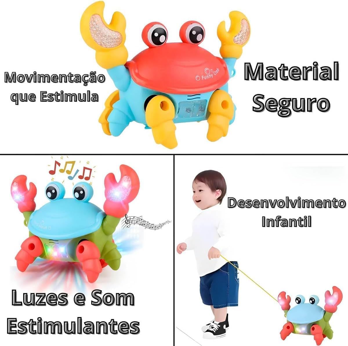 Brinquedo Caranguejo Dançante Siri Fujão com Luz LED e Música - Brinquedo Interativo Infantil Brinquedo Caranguejo Dançante Siri Fujão com Luz LED e Música - Brinquedo Interativo Infantil