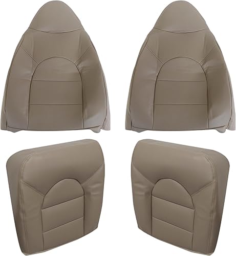 NLQR Fundas de asiento de repuesto para ambos lados en la parte inferior y trasera, de piel de microfibra, color tostado, compatible con Ford F250