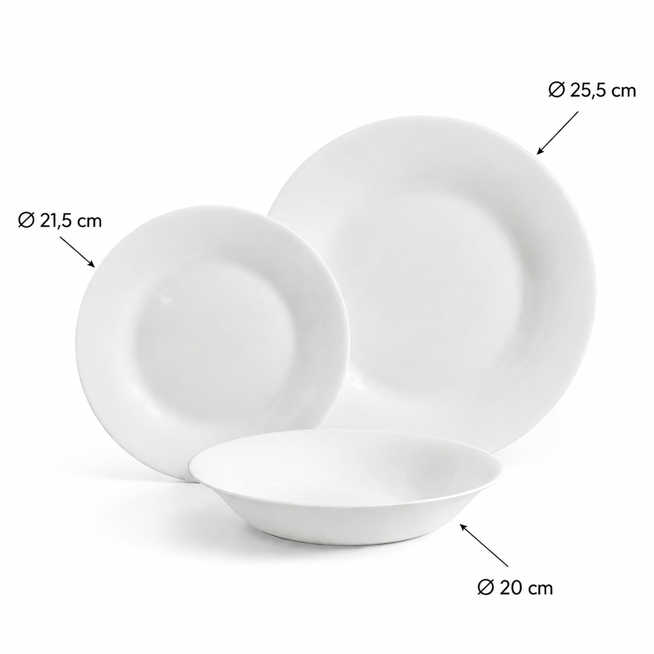 Annastore Opal Geschirr Set 18-teilig Weiß Glas minimalistisch 6 Personen